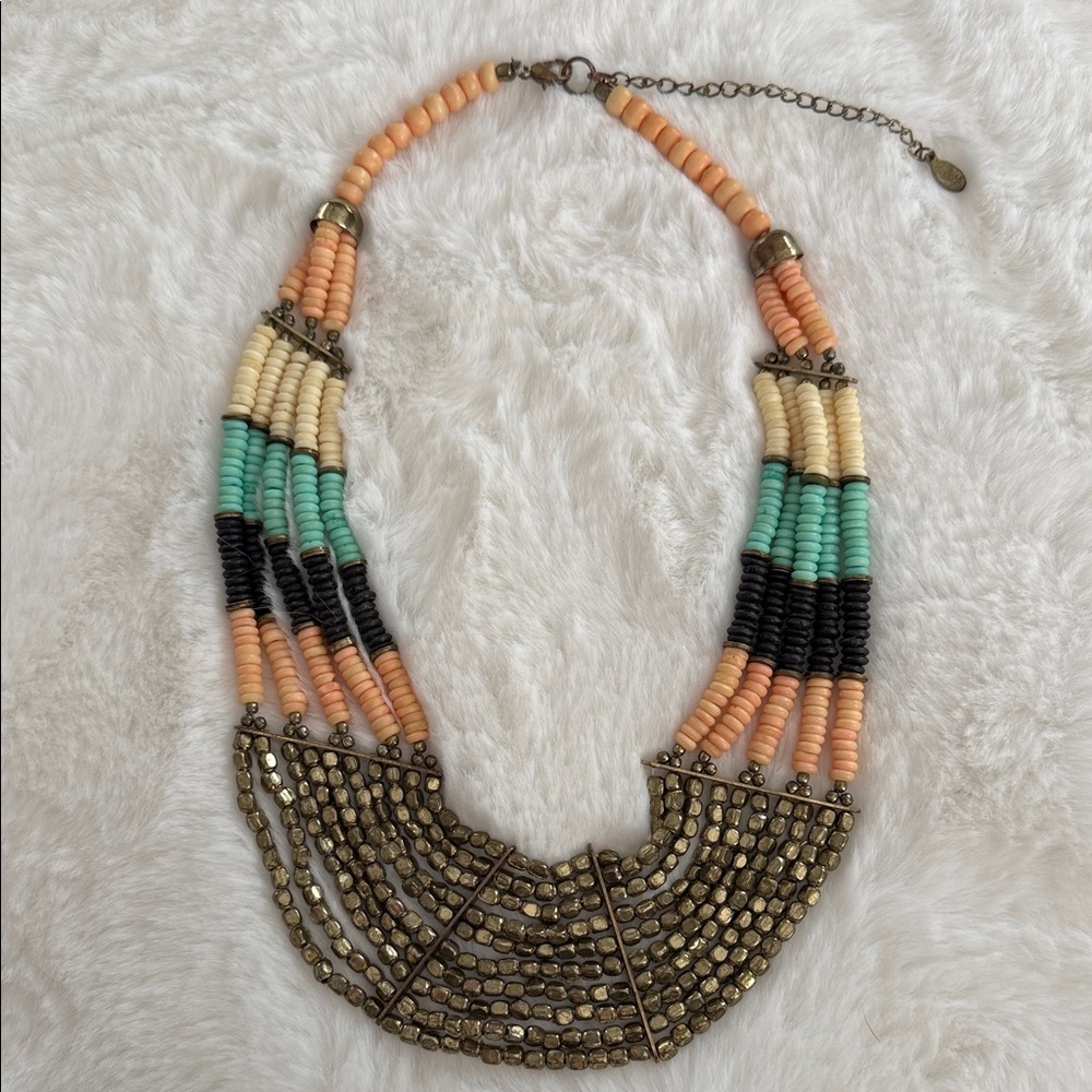 Aldo Vibrant Beaded Necklace with Gold Accents